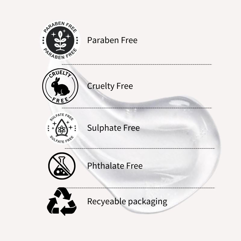 Product packaging with various certification icons and text on a white background