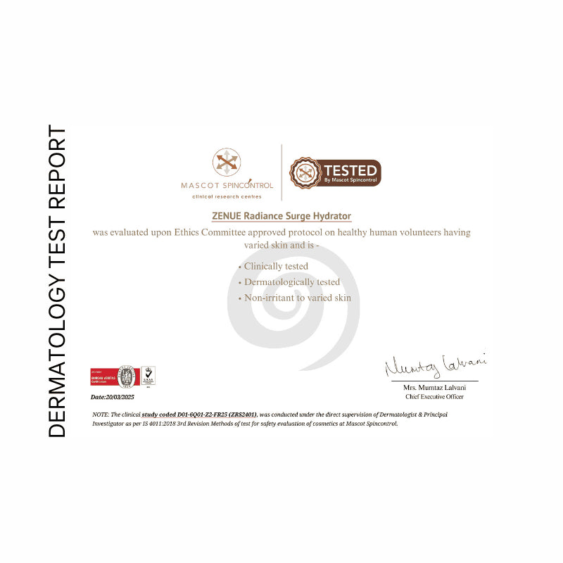 Dermatology Test Report - Radiance Surge Hydrator report